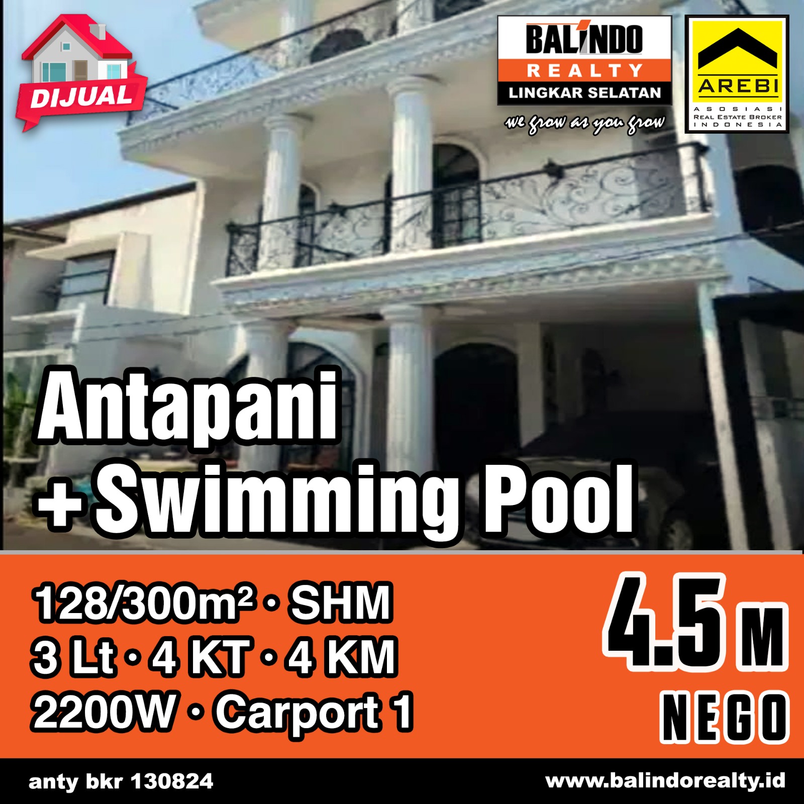 Dijual Rumah 3 Lantai Nyaman di Antapani