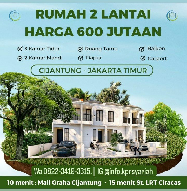 Rumah minimalis 2lantai Cijantung Pasar Rebo Jakarta Timur