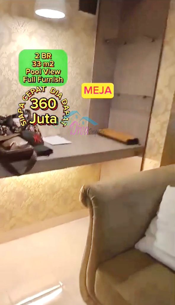APARTEMENT GREEN PRAMUKA  FULL FURNISHED 2 BR VIEW KOLAM RENANG