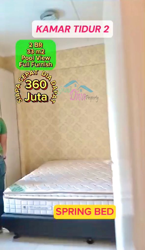 APARTEMENT GREEN PRAMUKA  FULL FURNISHED 2 BR VIEW KOLAM RENANG