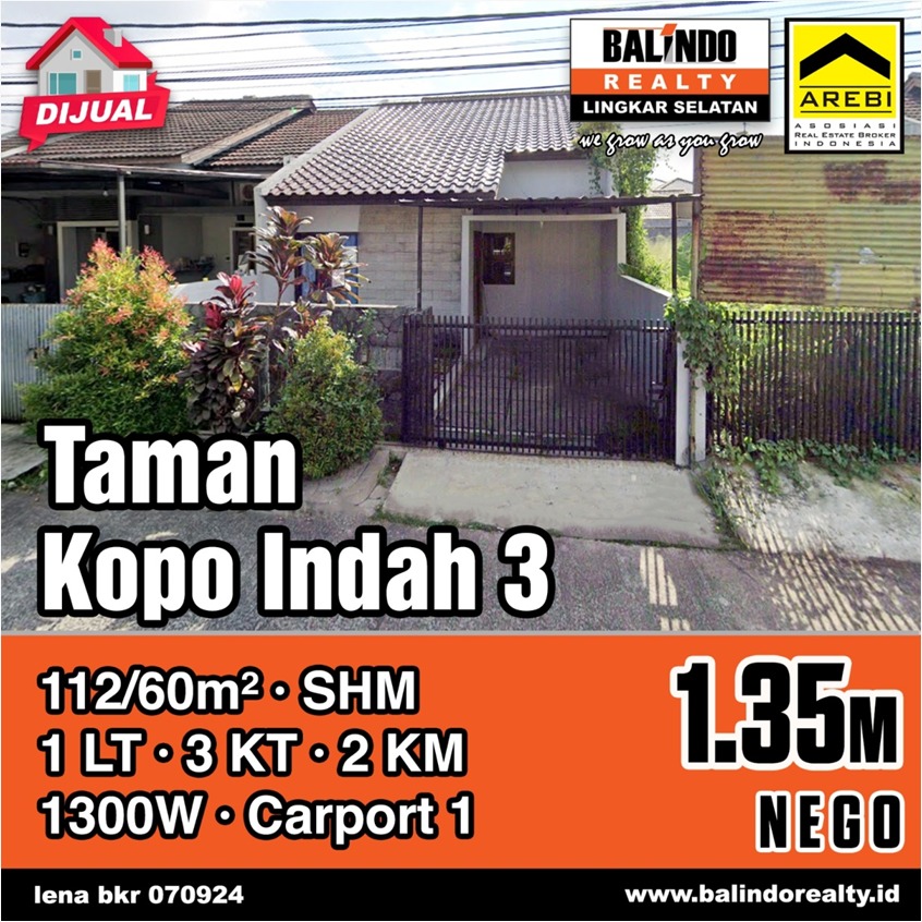 Dijual Rumah Strategis di Taman Kopo Indah
