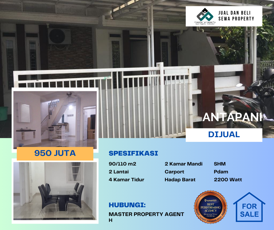 Dijual rumah 900 jutaan akses jalan 2 mobil di Antapani langka
