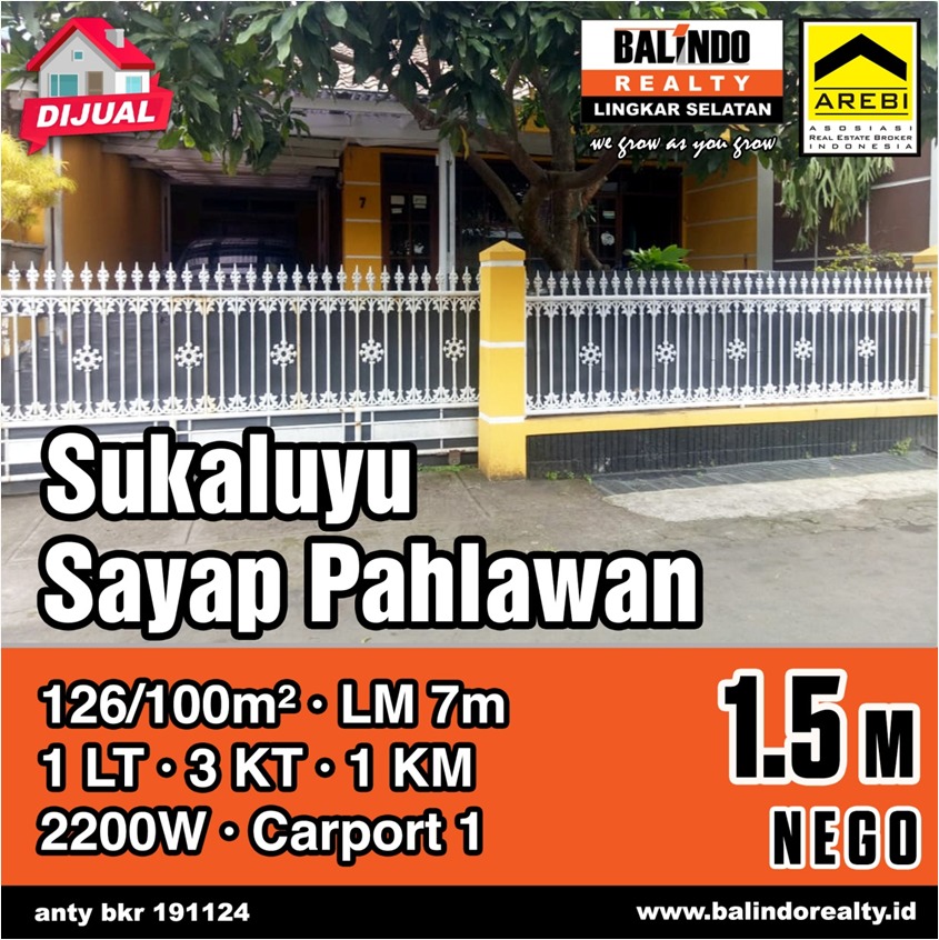 Dijual Rumah di Sayap Pahlawan