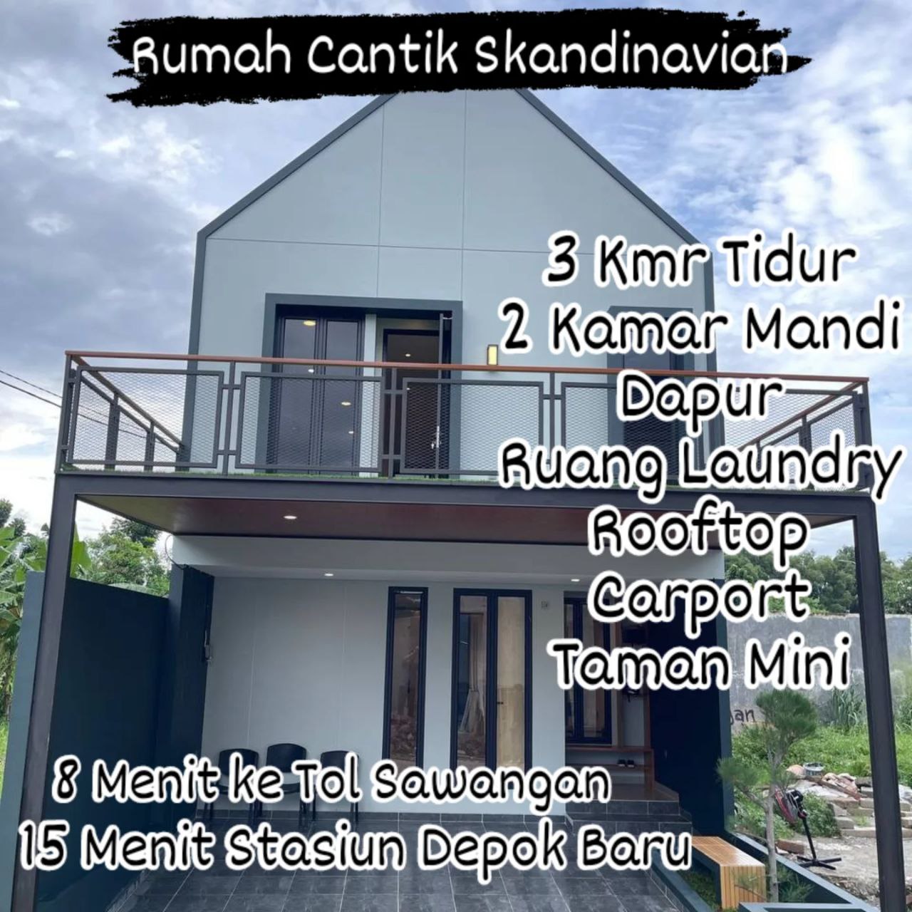 Rumah 2 Lantai Skandinavian Plus Rooftop di Grogol Depok