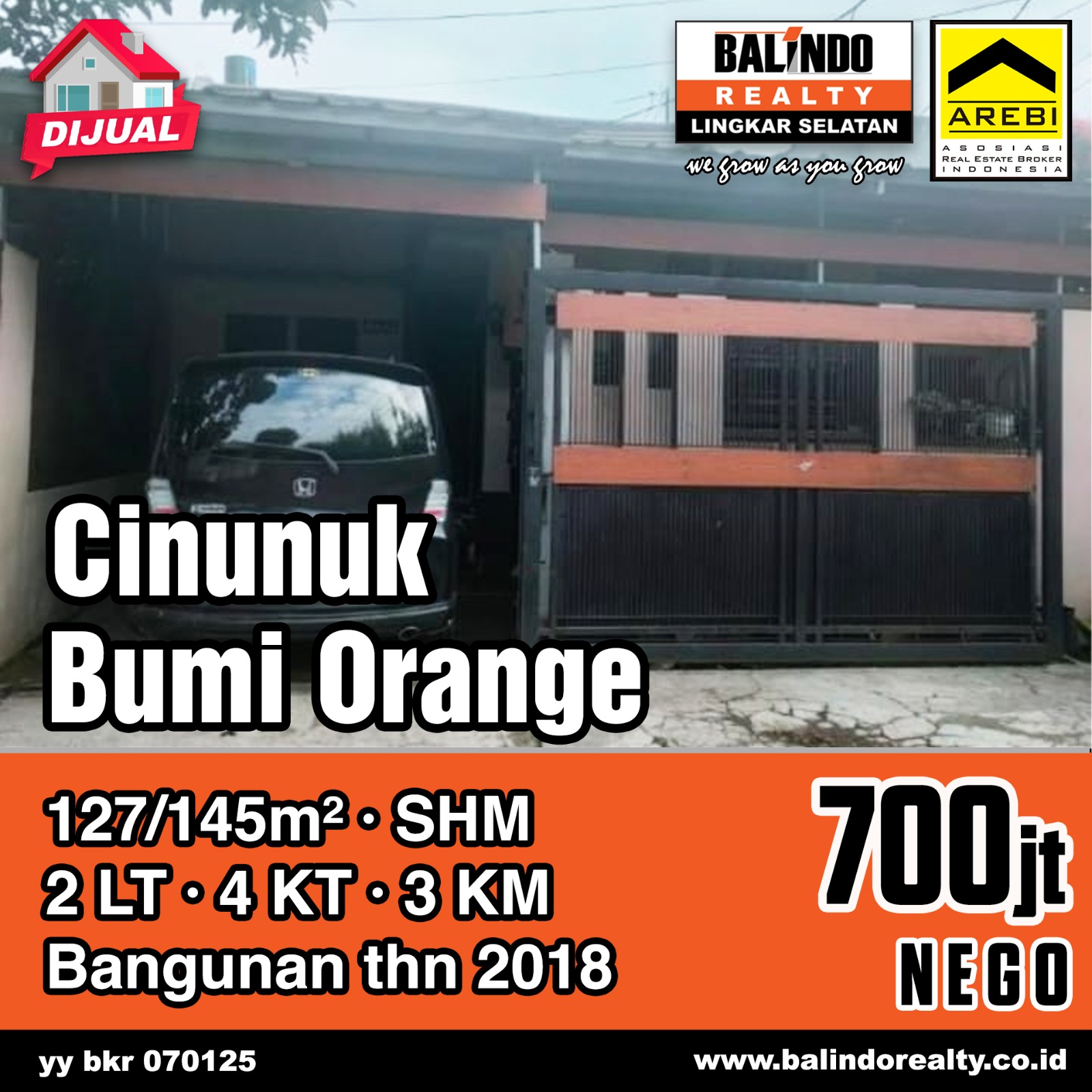 Dijual Rumah 700 Jutaan 2 Lantai di Komplek Bumi Orange Cinunuk
