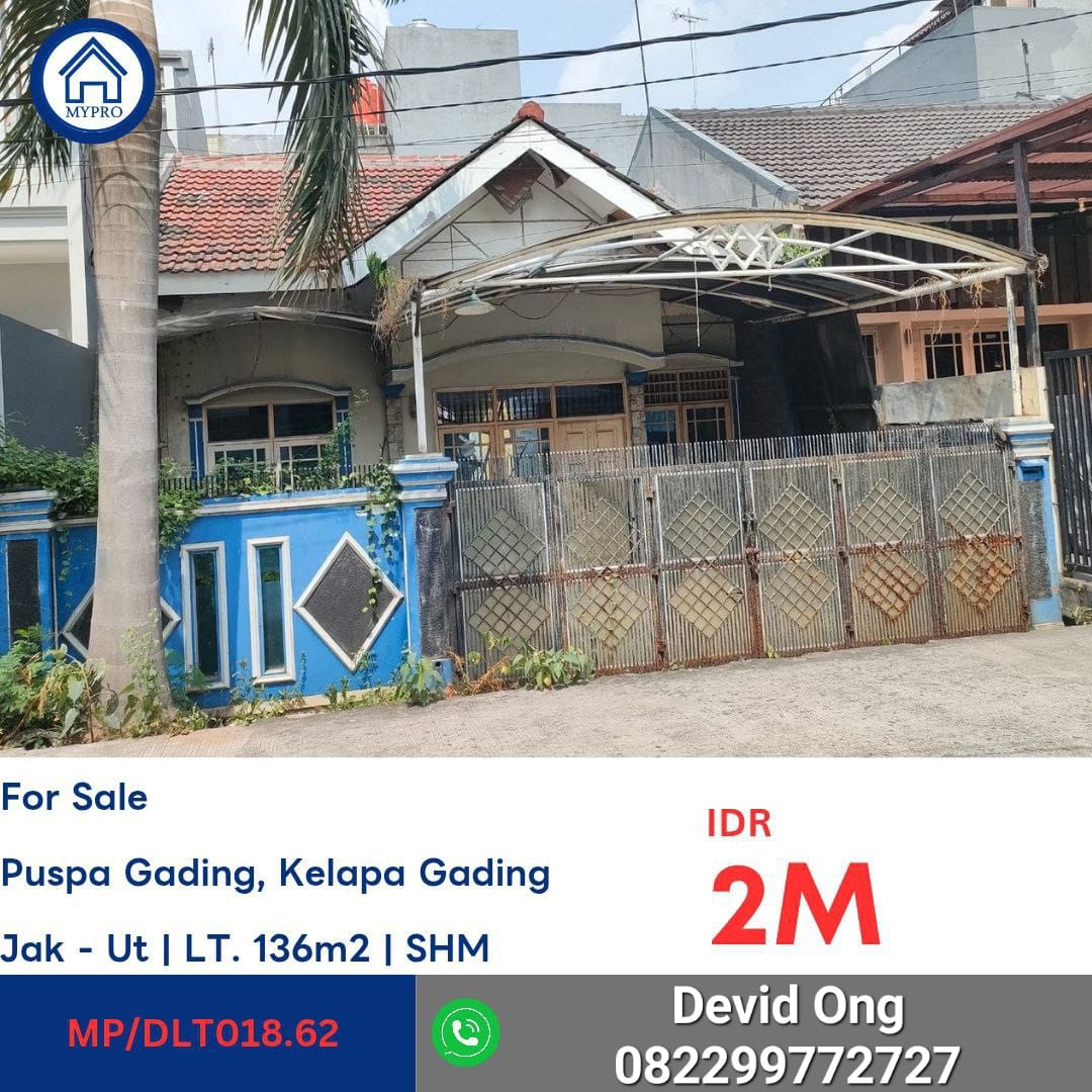 Lelang Rumah MURAH di Puspa Gading, Kelapa Gading Jakarta Utara