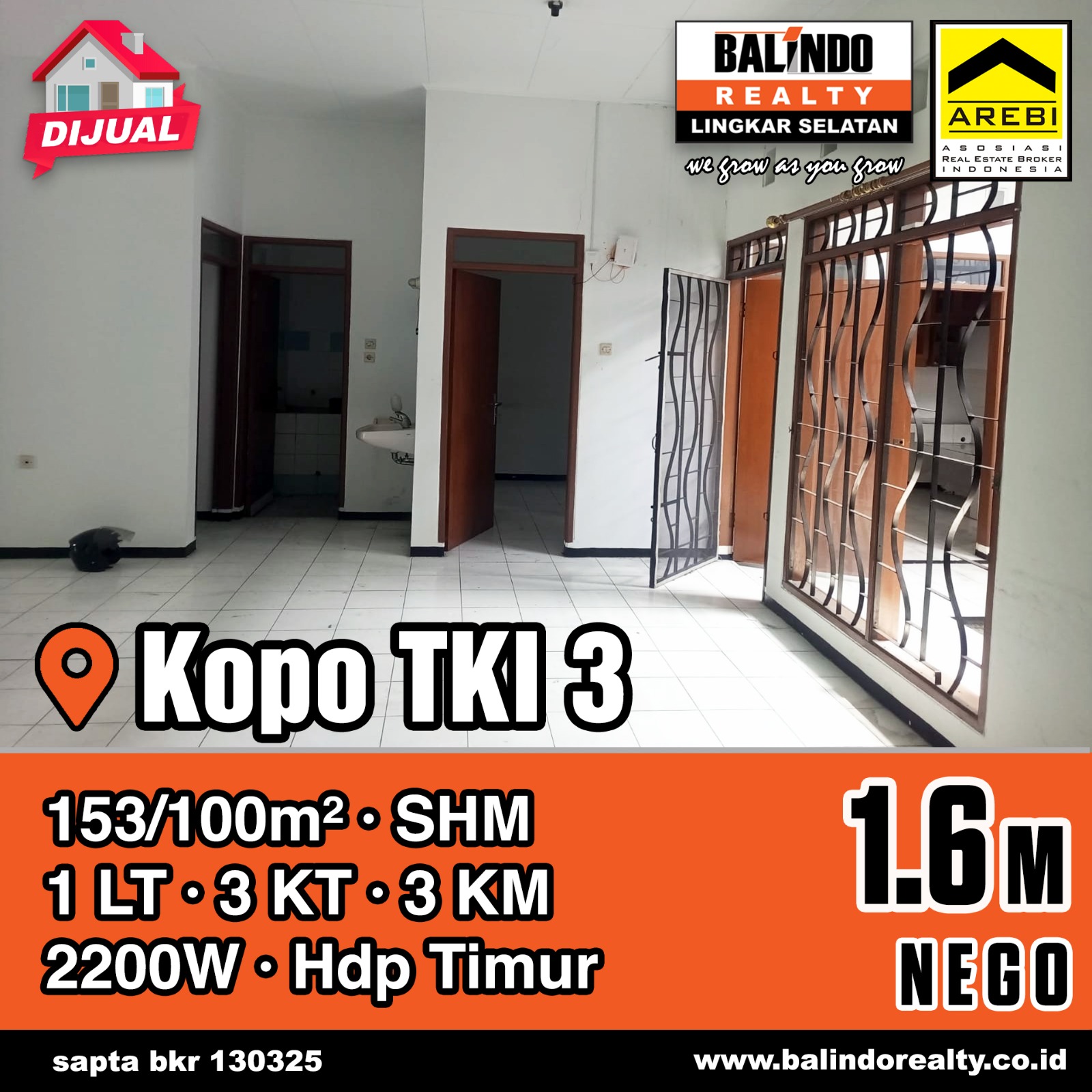 Dijual Rumah 3 Kamar Tidur Siap Huni di Taman Kopo Indah 3