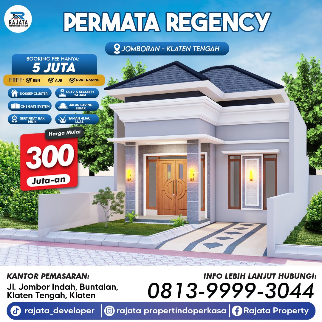 Rumah di Permata Regency Klaten Tengah dekat RSUD Bagas Waras