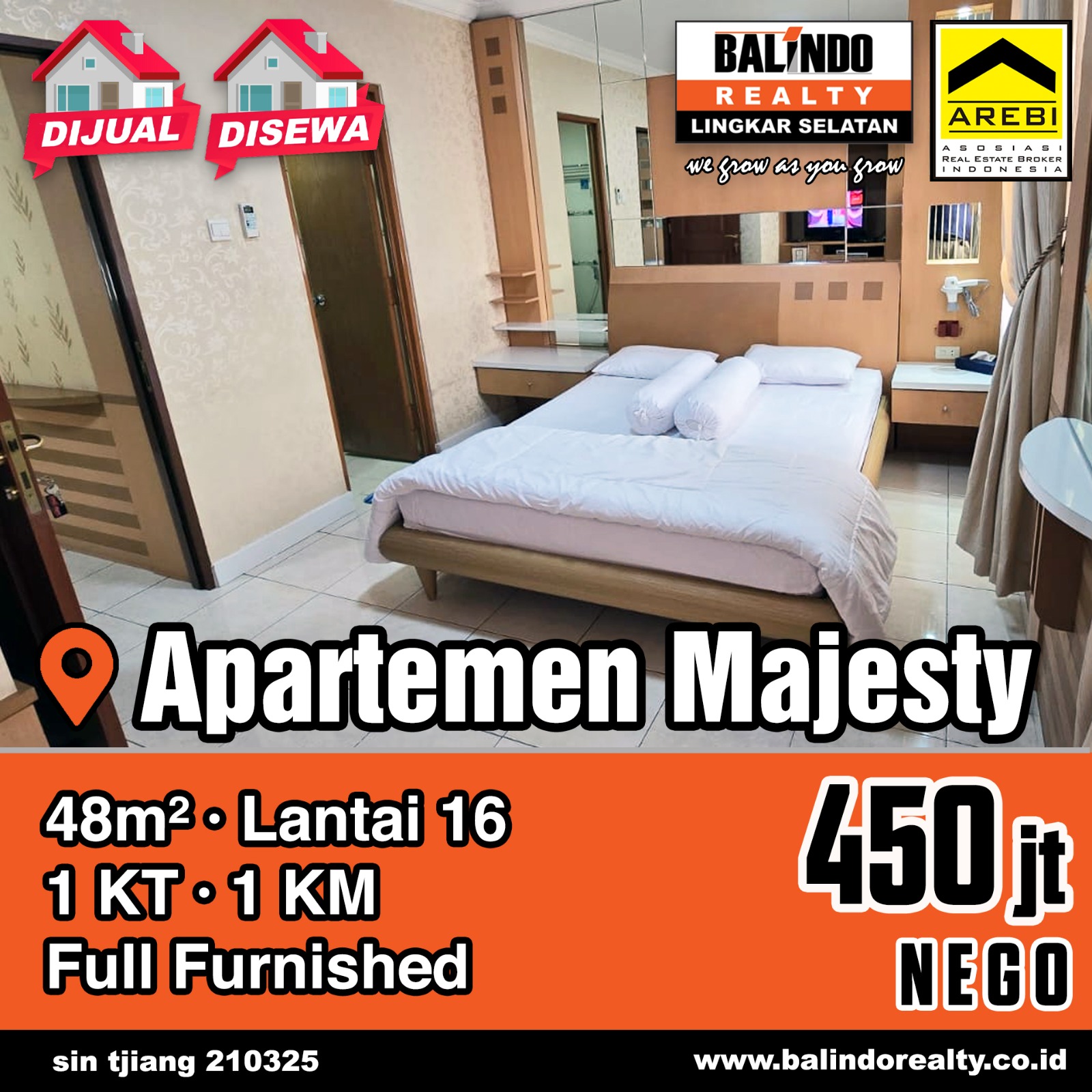 Dijual Apartemen Siap Huni City View di The Majesty Apartment