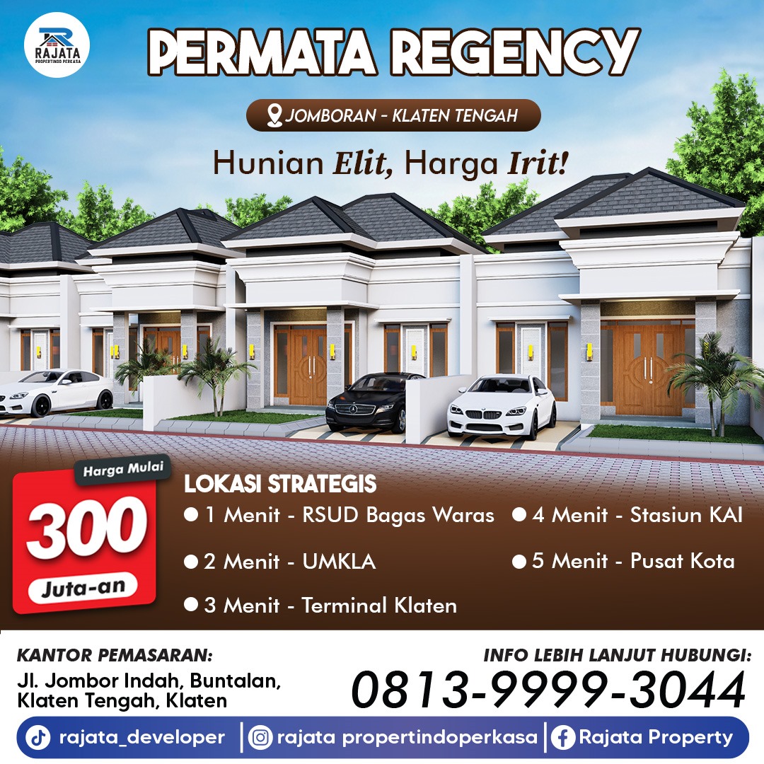 Rumah di Permata Regency Klaten Tengah dekat RSUD Bagas Waras