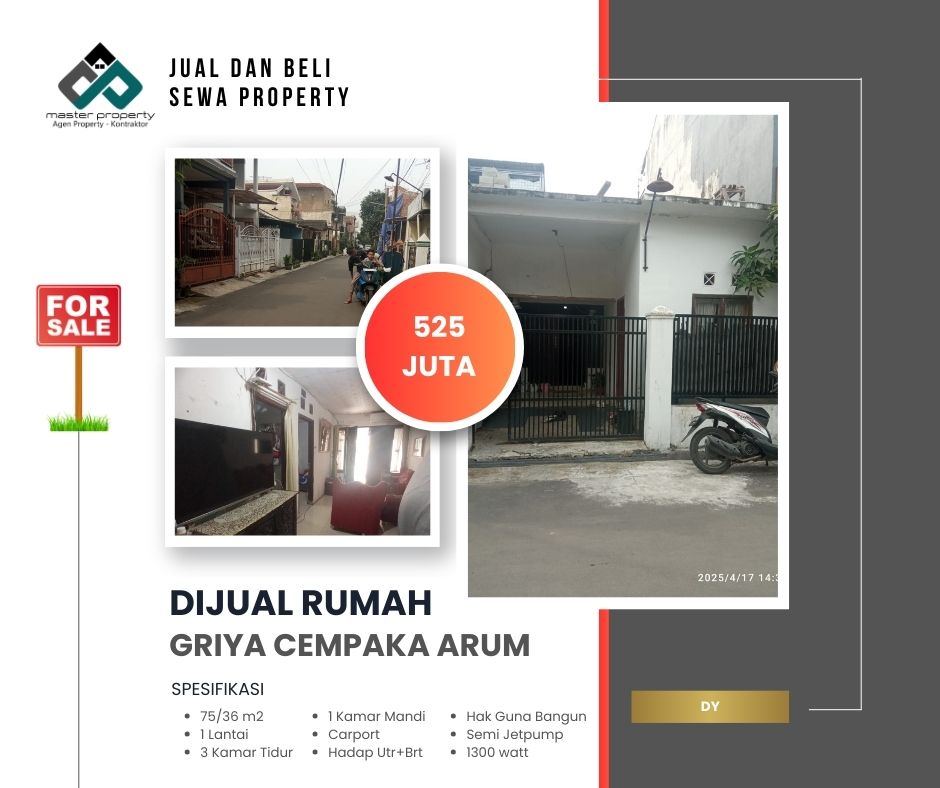 Jual rumah 500 jutaan di Komplek Griya Cempaka Arum Cimencrang