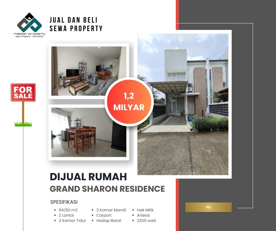 Jual rumah 2 lantai di Komplek Grand Sharon Residence Bandung