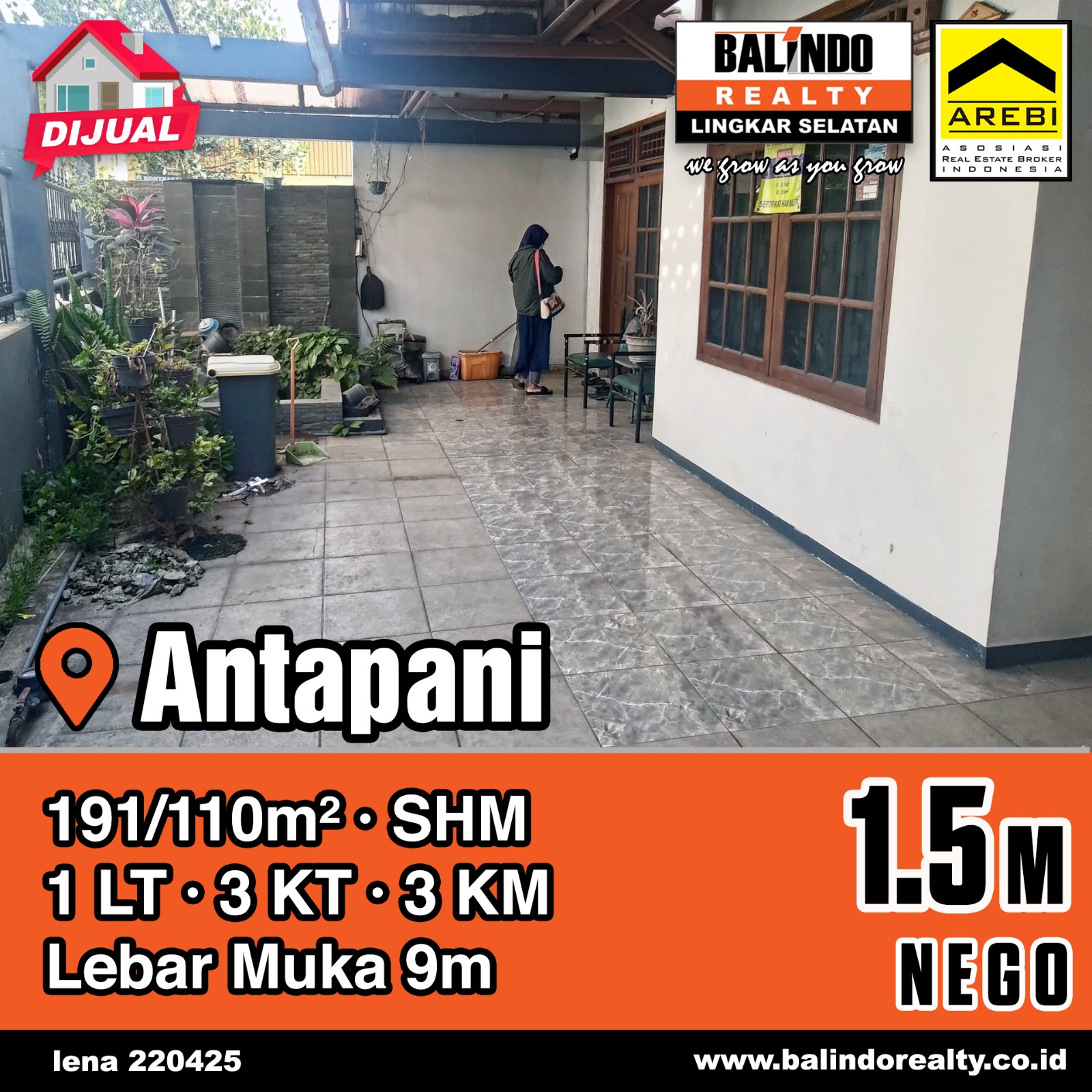 Dijual Rumah 3 Kamar Tidur di Antapani