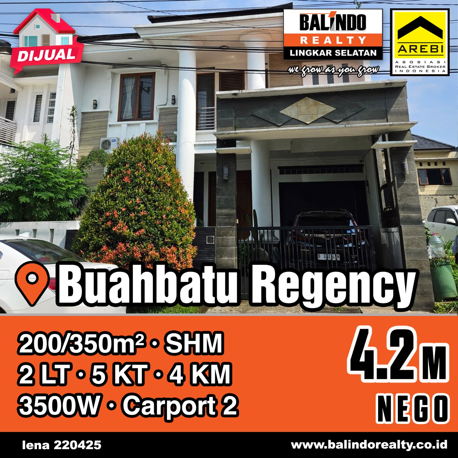 Dijual Rumah 2 Lantai Siap Huni di Buahbatu Regency