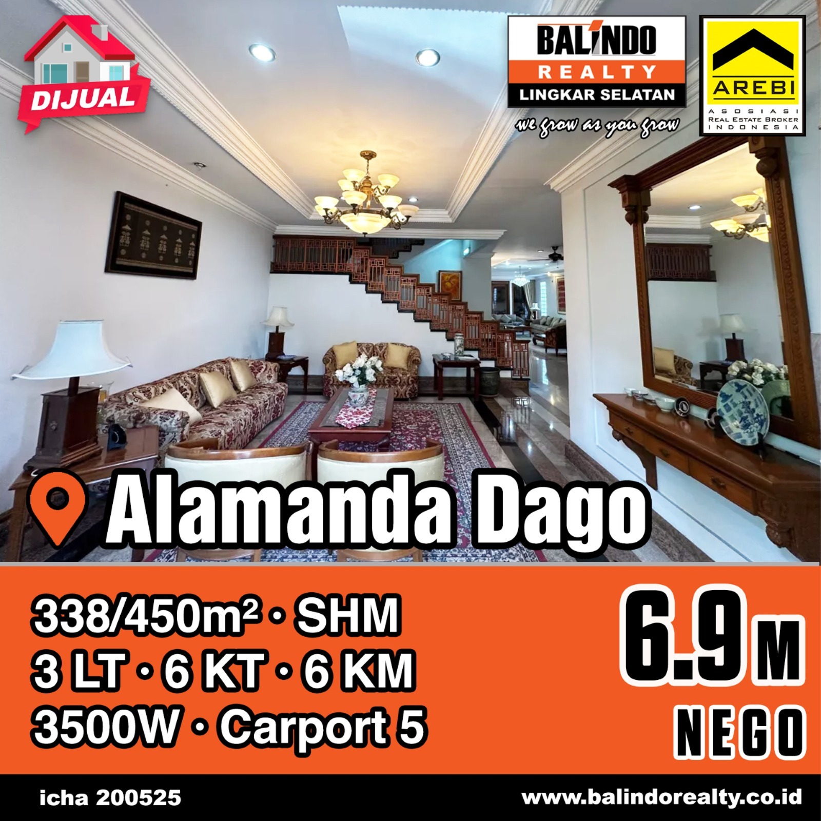 Dijual Rumah Luxury Luas 6 Kamar Tidur di Alamanda Dago Permai