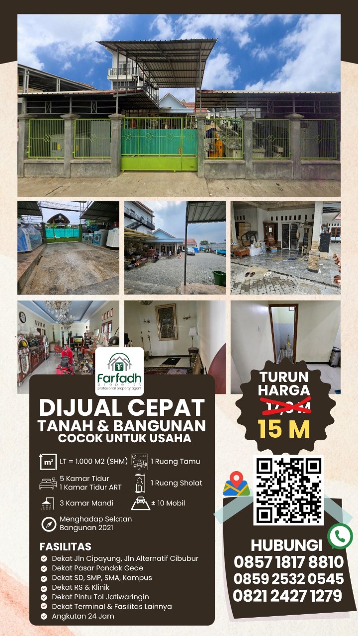 DIJUAL CEPAT  SIAP HUNI RUMAH TEMPAT USAHA SHM JAKARTA TIMUR