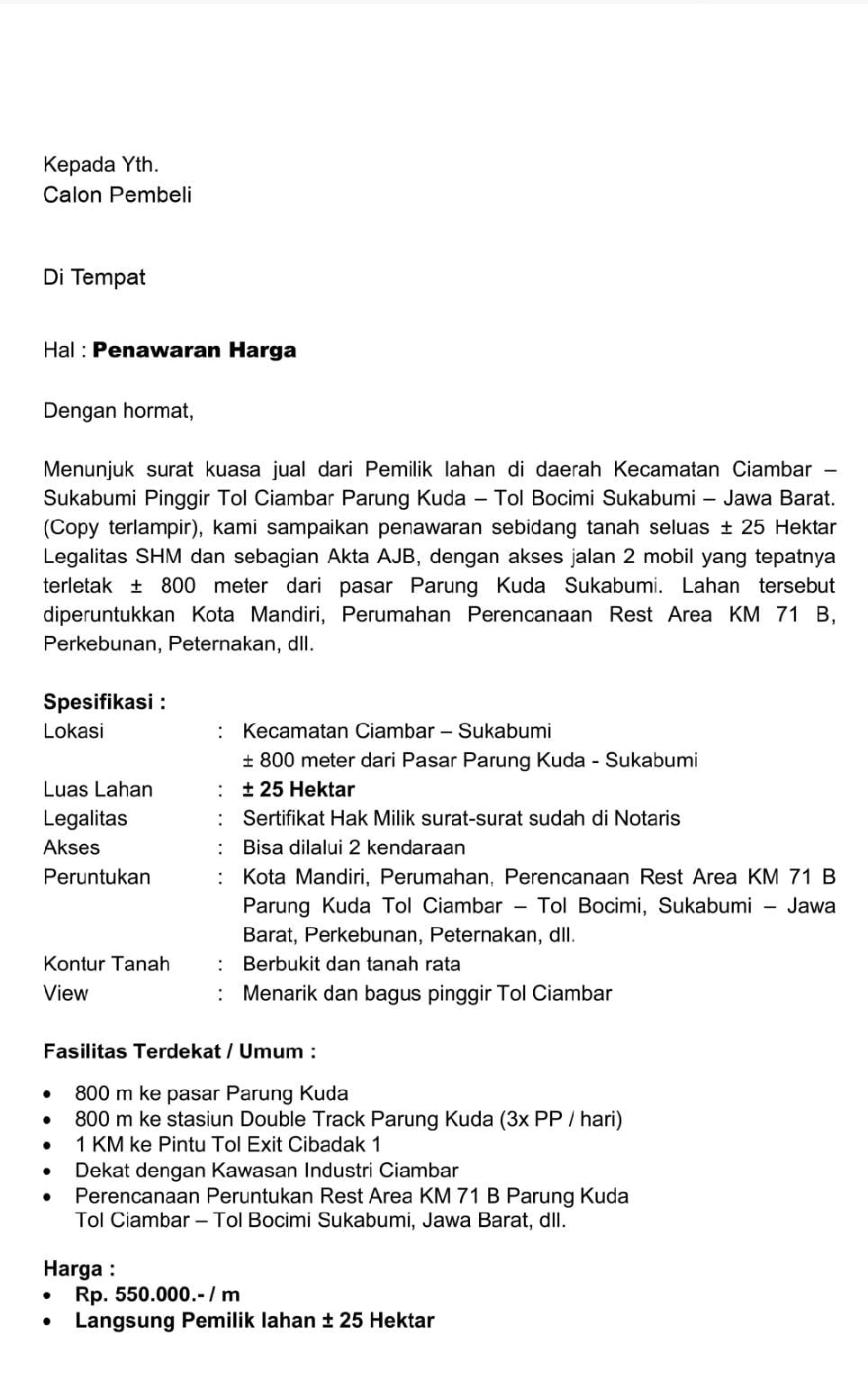 Dijual Cepat Tanah Murah 25 Hektar Pinggir Tol Ciambar Sukabumi