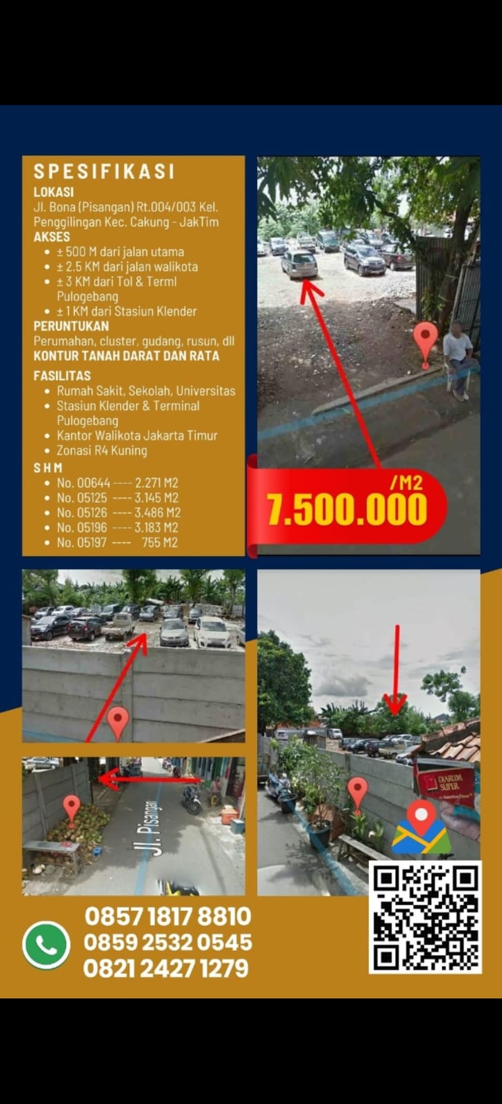 DIJUAL CEPAT  TANAH SHM  AKSES MUDAH PENGGILINGAN JAKARTA TIMUR