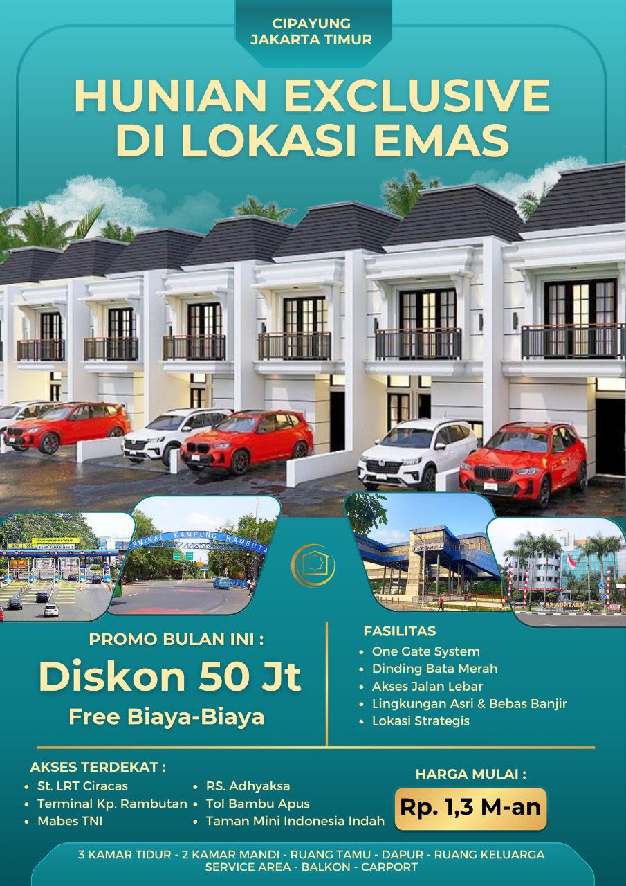 Hunian exclusive di lokasi emas Ceger Cipayung Jakarta Timur