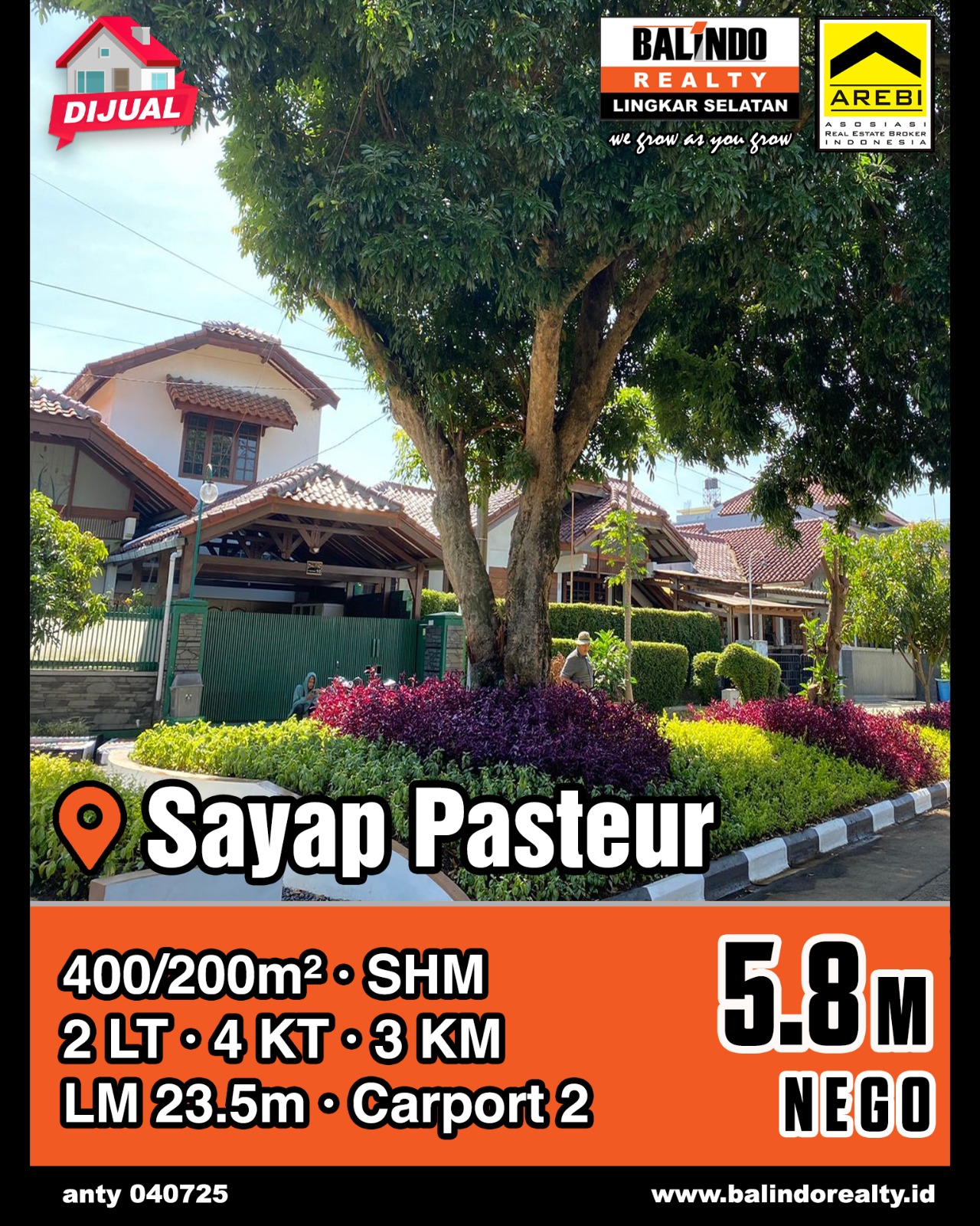 Dijual Rumah Strategis Tengah Kota di Sayap Pasteur