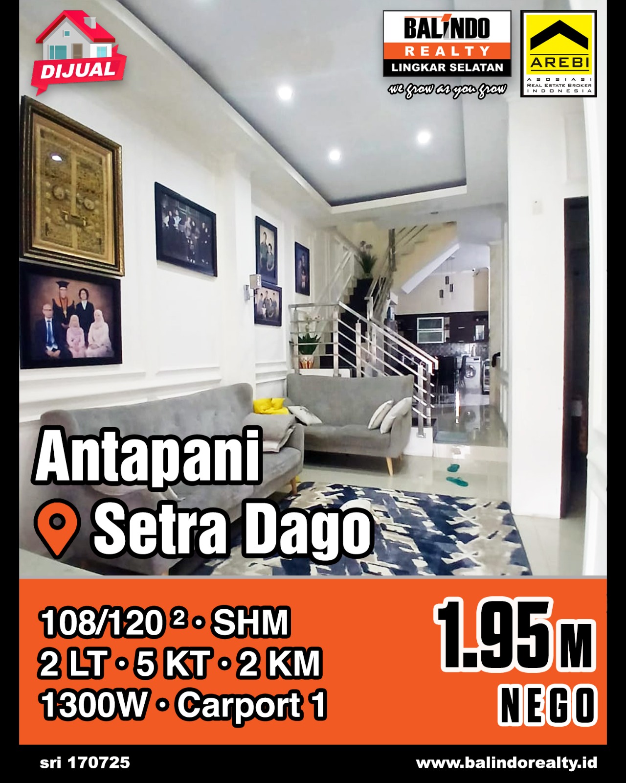 Dijual Rumah Nyaman Strategis Tengah Kota di Setra Dago