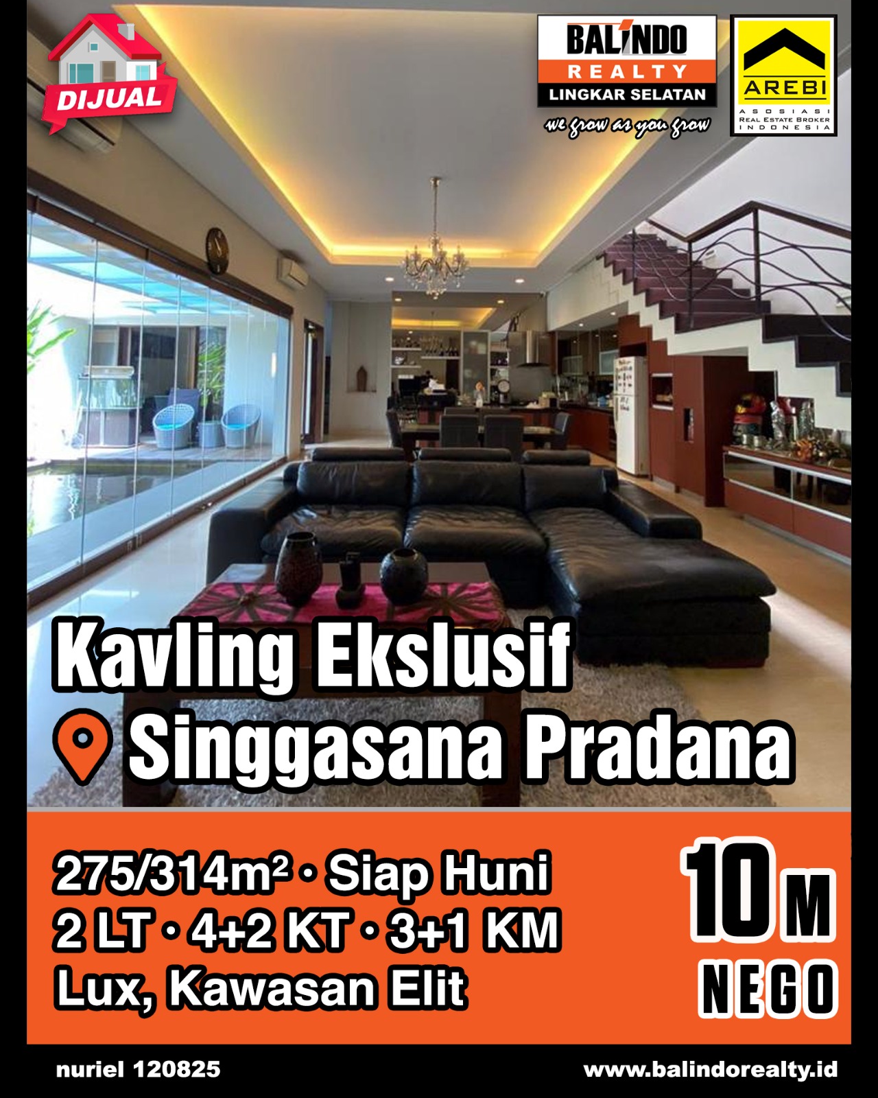 Dijual Rumah Mewah 2 Lantai Kawasan Elit di Singgasana Pradana