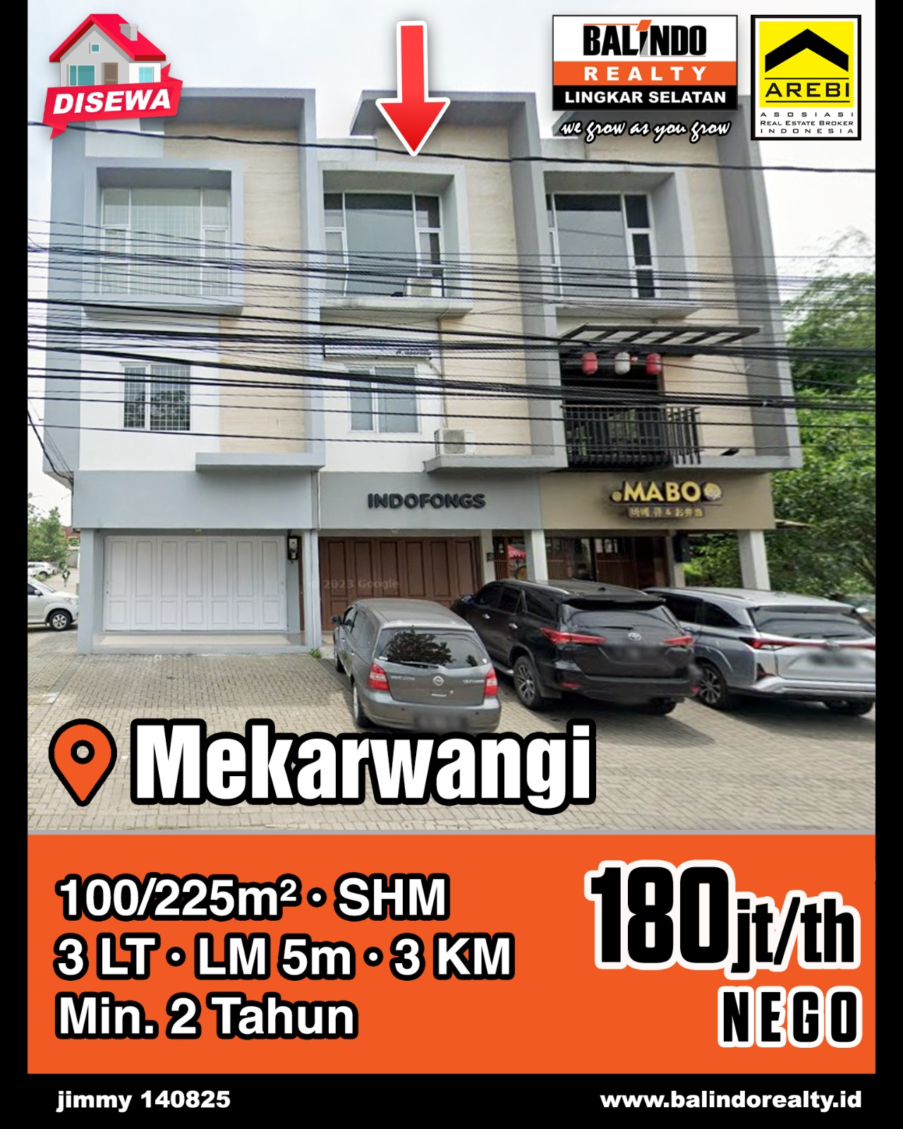 Disewakan Ruko 3 Lantai Strategis Tengah Kota di Mekarwangi