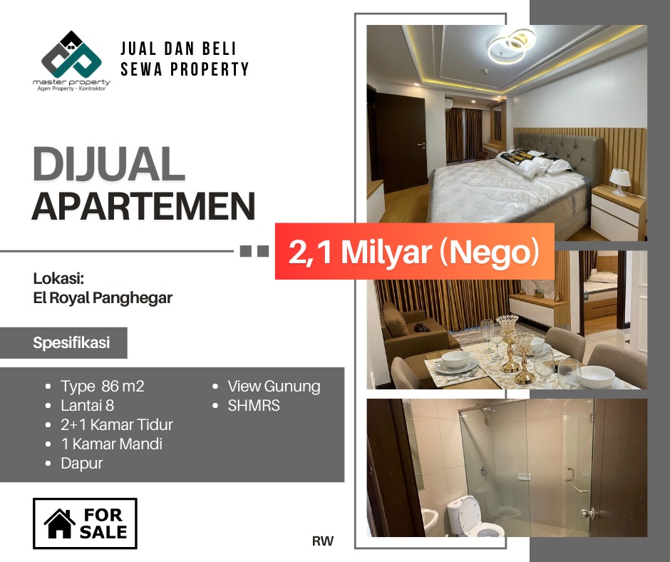 Jual cepat Apartement EL ROYALE furnish 2BR, Jl Merdeka Bandung