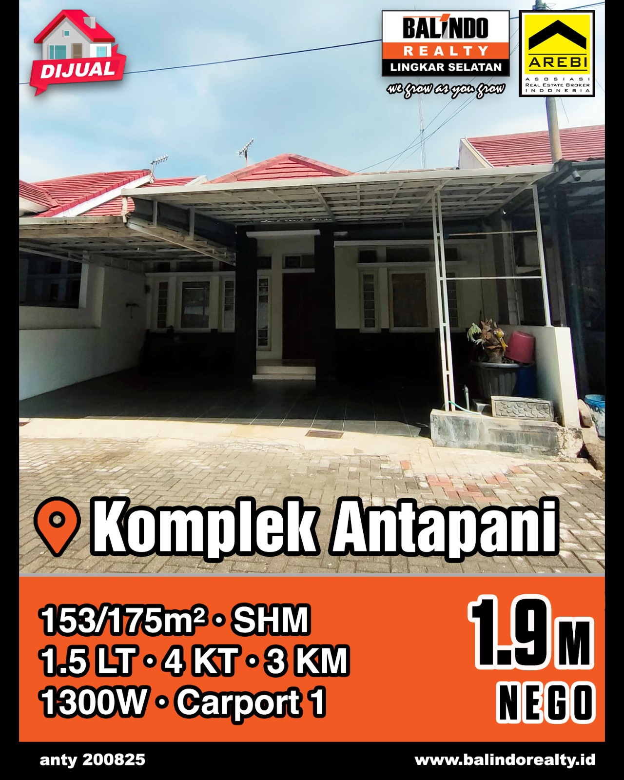 Dijual Rumah Nyaman Strategis Tengah Kota di Komplek Antapani