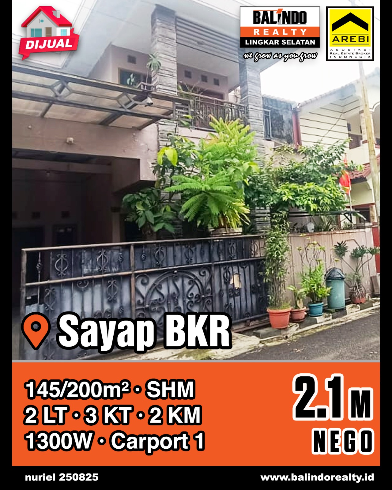 Dijual Rumah 2 Lantai Bagus di Sayap BKR