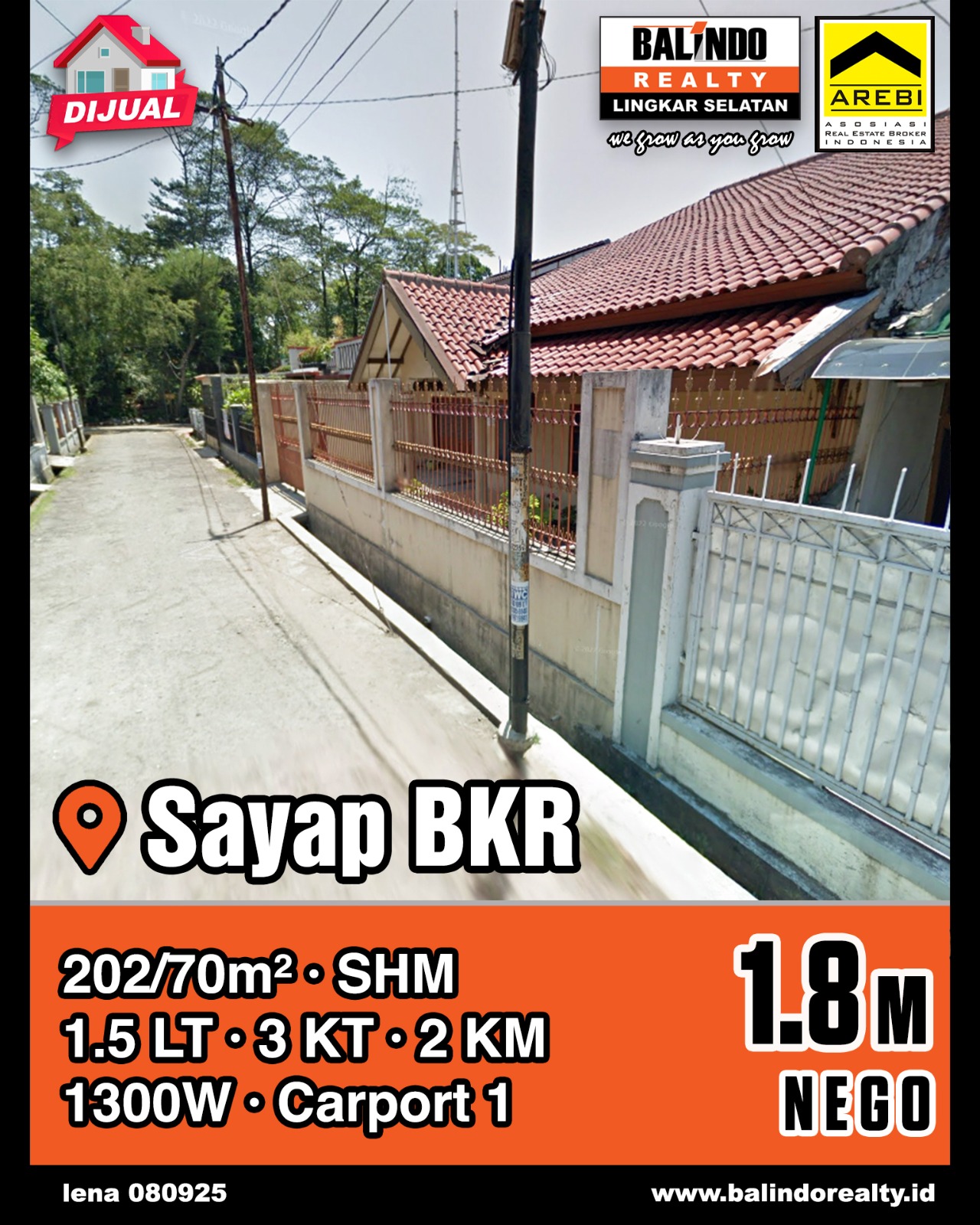 Dijual Rumah 1.5 Lantai Strategis Tengah Kota di Sayap BKR