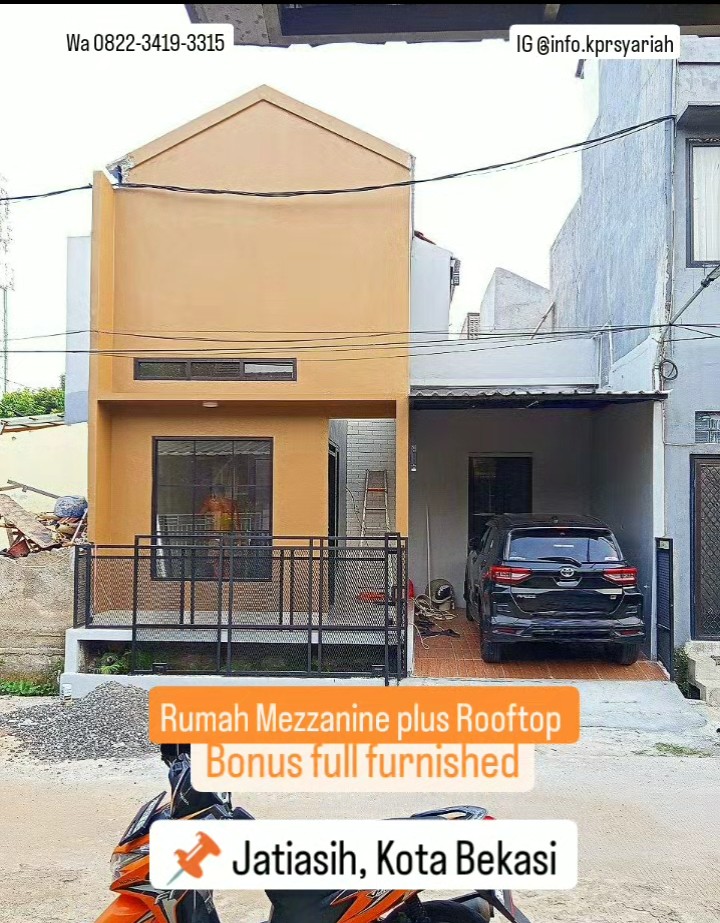 Rumah mezzanine plus rooftop di Jati Asih Bekasi bonus furnish