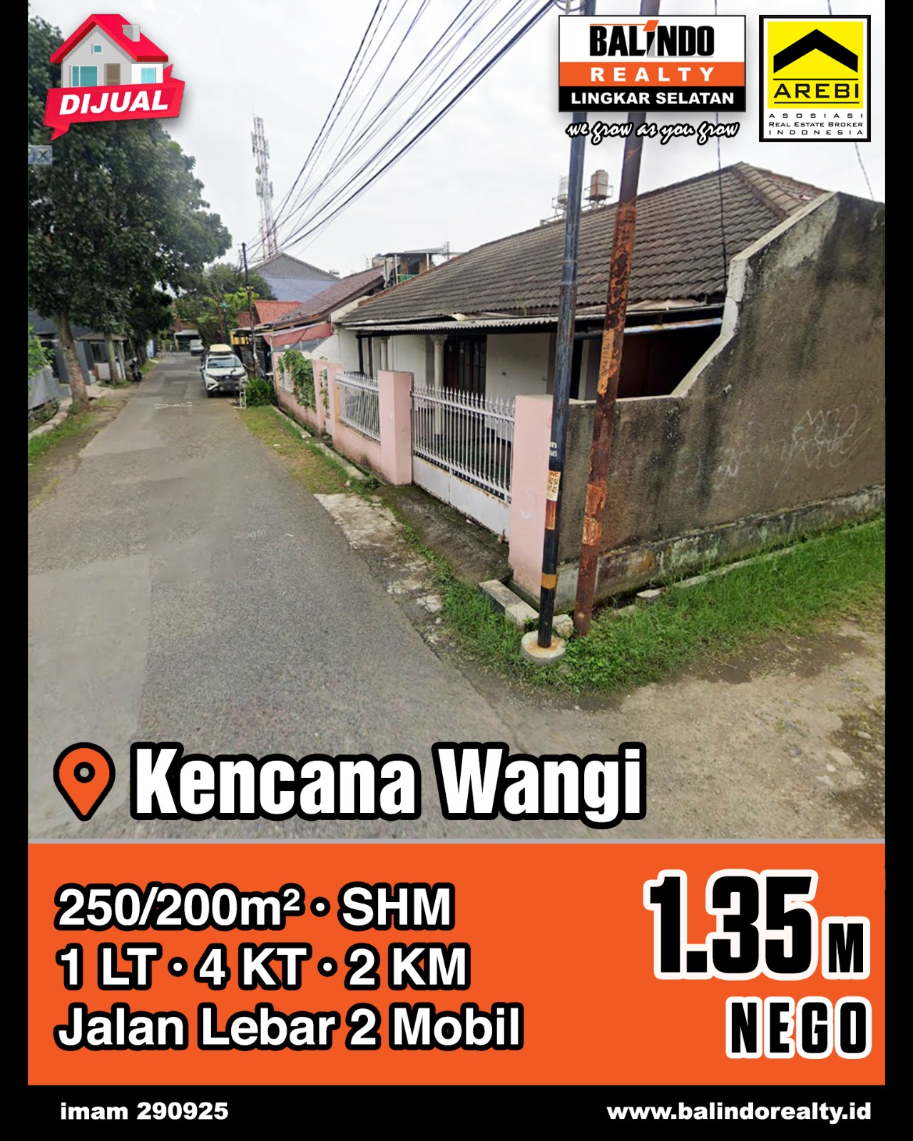 Dijual Rumah 1 Lantai Jalan Lebar di Kencana Wangi
