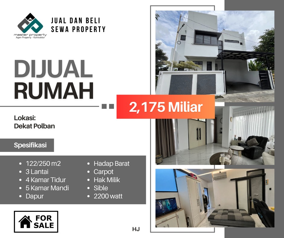 Rumah modern minimalis 3 lantai dekat POLBAN Ciwaruga Parongpong