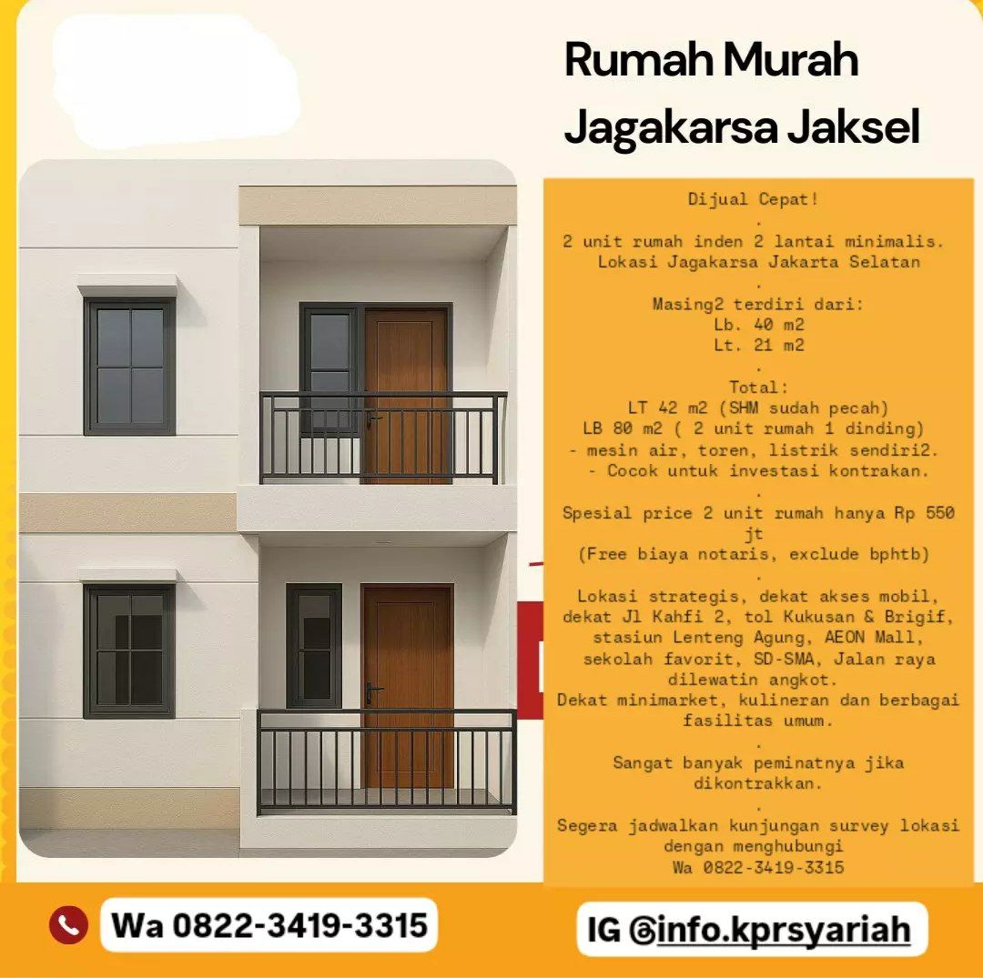 2 unit rumah inden Jagakarsa Jakarta Selatan