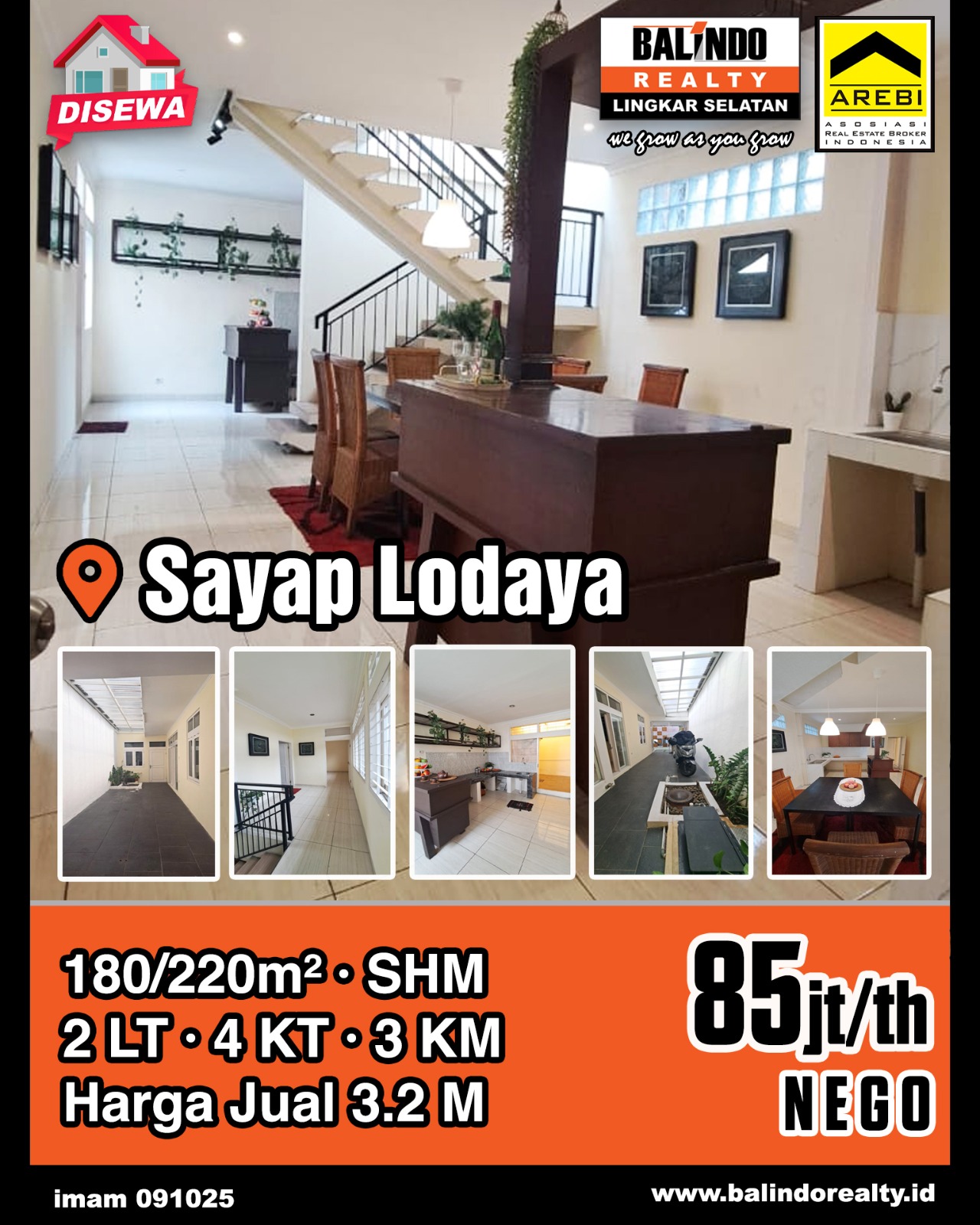 Disewakan Rumah Bagus dan Nyaman di Sayap Lodaya