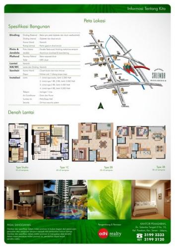 DIJUAL APARTEMENT 1 KT DI APARTEMENT SALEMBA RESIDENCE