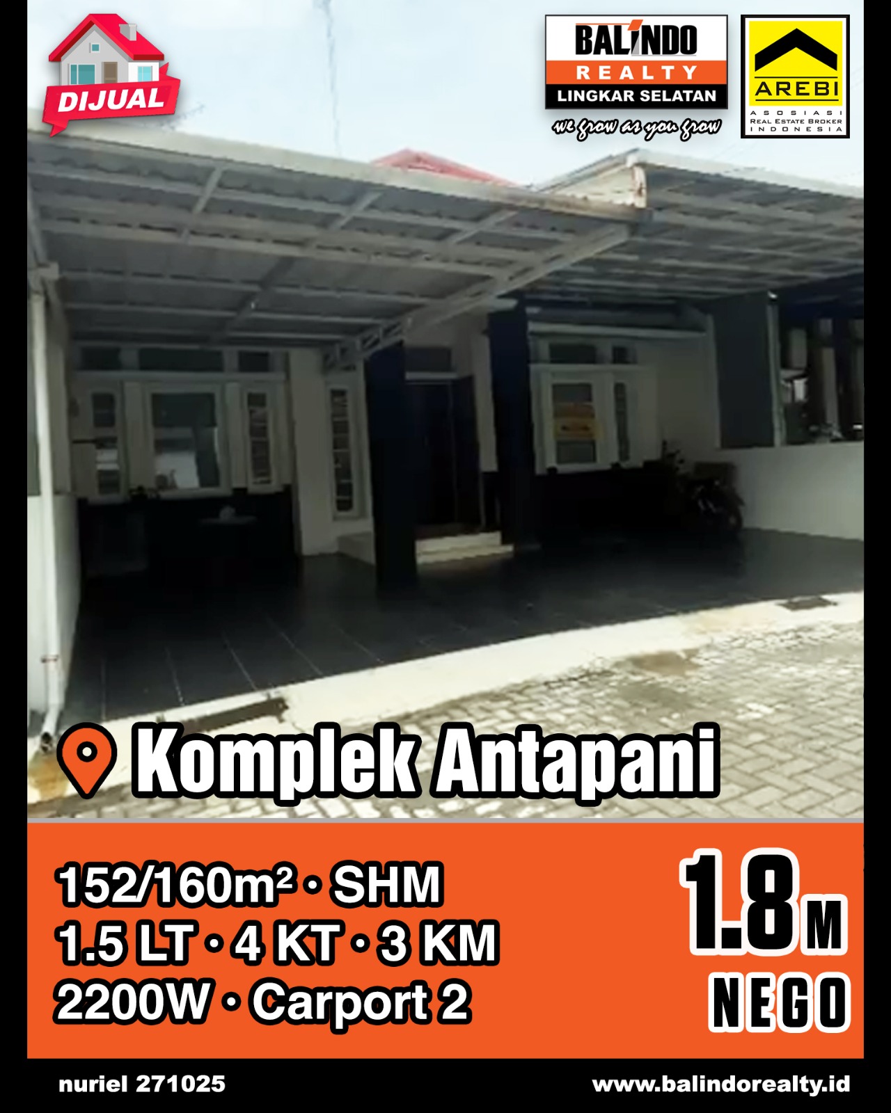 Dijual Rumah Idaman Lingkungan Asri di Komplek Antapani