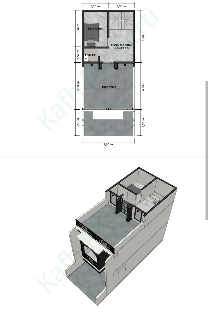 Rumah 2,5LT rooftop di Kebagusan Pasar Minggu Jakarta Selatan