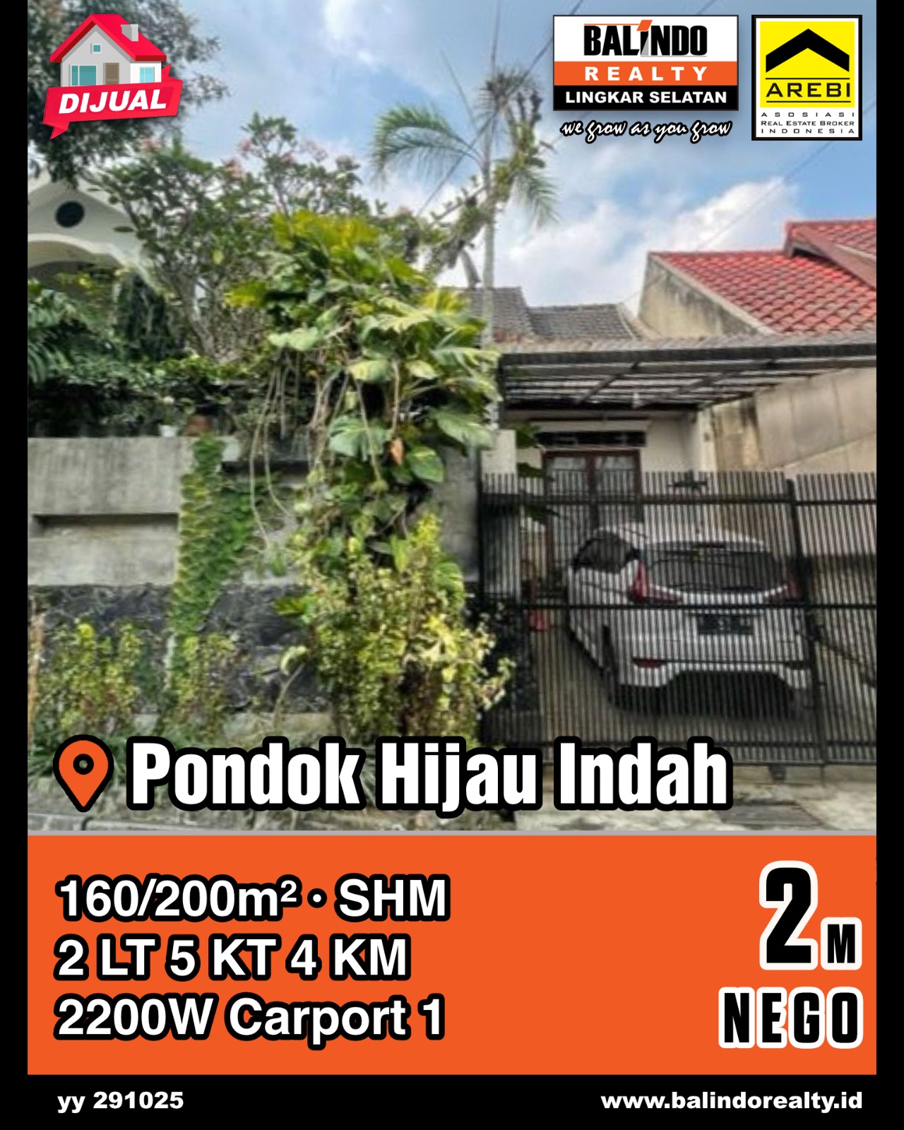 Dijual Rumah Strategis Tengah Kota di Pondok Hijau Indah